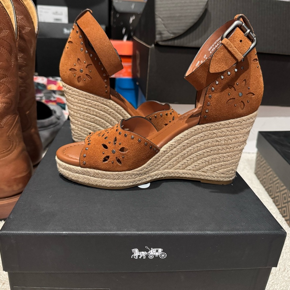 COACH Women's Brown Wedge Sandals